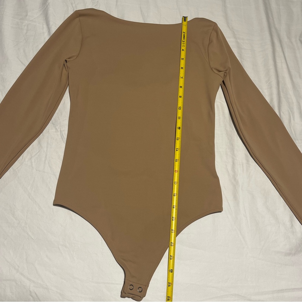 Elegant Tan Long Sleeve Bodysuit